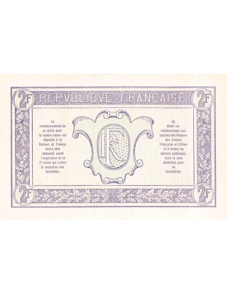 TRÉSORERIE AUX ARMÉES - 2 FRANCS 1919 - EPREUVE SUR PAPIER FORT