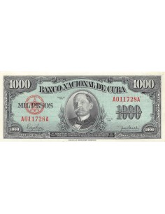 CUBA, TOMAS ESTRADA PALMA - 1000 PESOS 1950