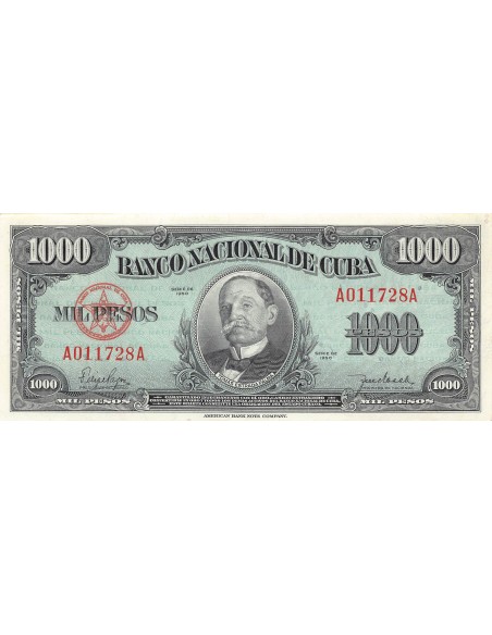 CUBA, TOMAS ESTRADA PALMA - 1000 PESOS 1950