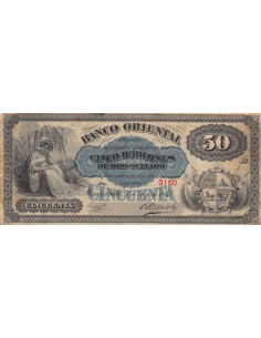 URUGUAY, BANCO ORIENTAL - 50 PESOS 1867 / 1869 2