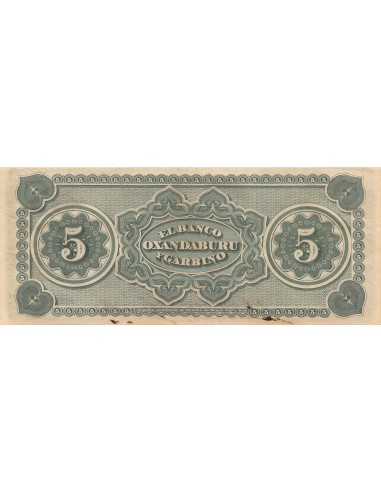 ARGENTINE, BANCO OXANDABARU Y GARBINO - 5 PESOS 1869