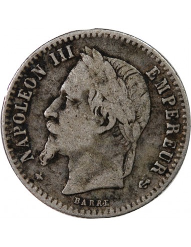 NAPOLEON III, TÊTE LAURÉE - 50 CENTIMES ARGENT 1867 A PARIS