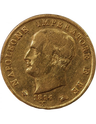 ITALIE, NAPOLEON﻿ 1er - 40 LIRE OR 1814 M MILAN