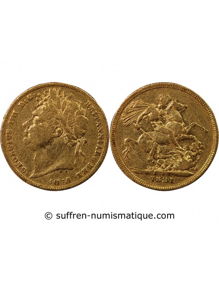 ROYAUME UNI, GEORGE IV - SOUVERAIN OR, SAINT GEORGE 1821