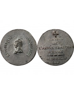 VATICAN / REPUBLIQUE FRANCAISE - MEDAILLE ETAIN - ENTREE DE L'ARMEE FRANCAISE A ROME, 31 JUILLET 1849 2
