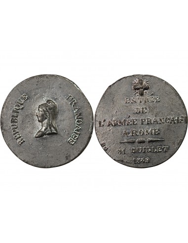 VATICAN / REPUBLIQUE FRANCAISE - MEDAILLE ETAIN - ENTREE DE L'ARMEE FRANCAISE A ROME, 31 JUILLET 1849