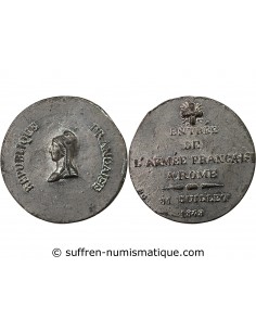 VATICAN / REPUBLIQUE FRANCAISE - MEDAILLE ETAIN - ENTREE DE L'ARMEE FRANCAISE A ROME, 31 JUILLET 1849