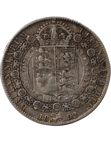 GRANDE-BRETAGNE, VICTORIA - 1/2 CROWN ARGENT 1892