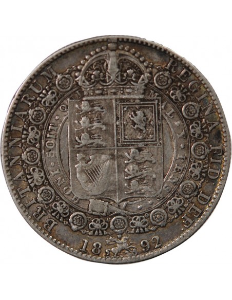 GRANDE-BRETAGNE, VICTORIA - 1/2 CROWN ARGENT 1892