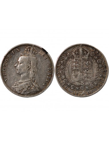 GRANDE-BRETAGNE, VICTORIA - 1/2 CROWN ARGENT 1892