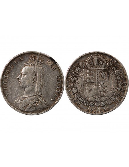 GRANDE-BRETAGNE, VICTORIA - 1/2 CROWN ARGENT 1892