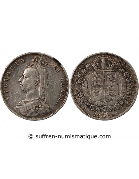 GRANDE-BRETAGNE, VICTORIA - 1/2 CROWN ARGENT 1892