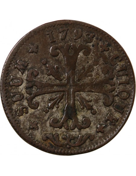 SUISSE, PRINCIPAUTE DE NEUCHÂTEL, FREDERIC GUILLAUME II - 1/2 BATZEN 1793