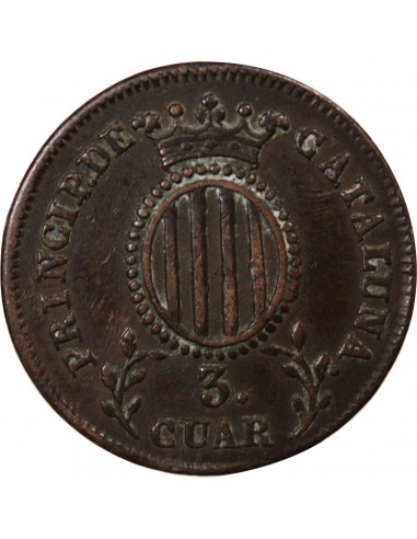 ESPAGNE, PRINCIPAUTE DE CATALOGNE, ISABELLE II - 3 QUARTOS 1837 BARCELONE