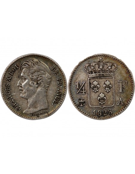 CHARLES X - 1/4 FRANC ARGENT 1828 A PARIS