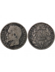 NAPOLEON III - 1 FRANC ARGENT 1860 BB STRASBOURG 2