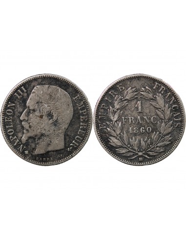 NAPOLEON III - 1 FRANC ARGENT 1860 BB STRASBOURG