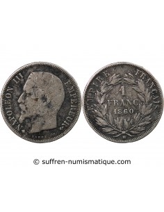 NAPOLEON III - 1 FRANC ARGENT 1860 BB STRASBOURG