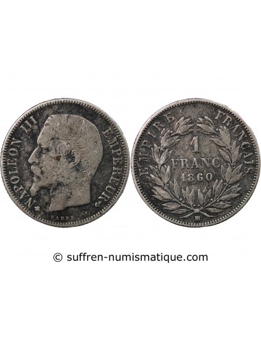 NAPOLEON III - 1 FRANC ARGENT 1860 BB STRASBOURG