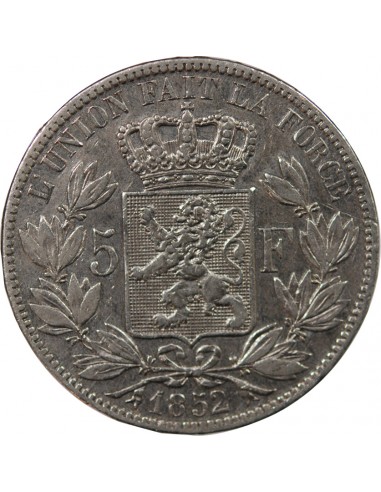 BELGIQUE, LEOPOLD Ier - 5 FRANCS ARGENT 1852