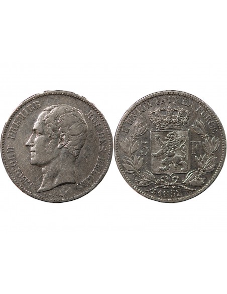 BELGIQUE, LEOPOLD Ier - 5 FRANCS ARGENT 1852
