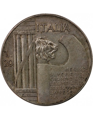 ITALIE, VICTOR EMMANUEL III - 20 LIRE ARGENT 1928 ROME