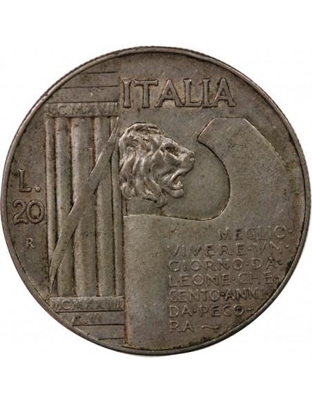 ITALIE, VICTOR EMMANUEL III - 20 LIRE ARGENT 1928 ROME