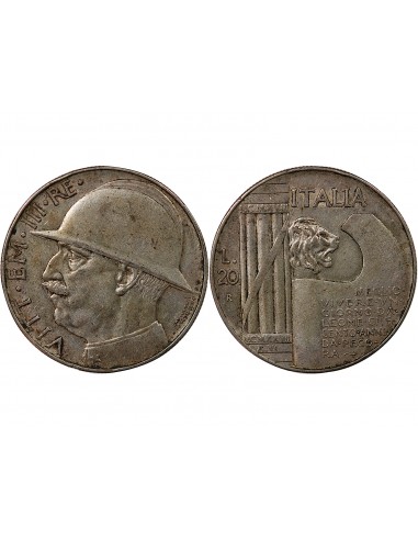 ITALIE, VICTOR EMMANUEL III - 20 LIRE ARGENT 1928 ROME
