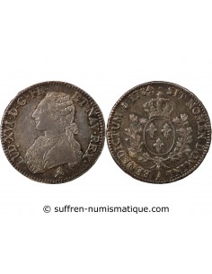 LOUIS XVI - ECU AUX BRANCHES D'OLIVIER 1784 A PARIS