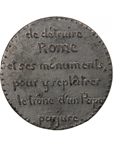 VATICAN / REPUBLIQUE FRANCAISE - MEDAILLE ETAIN - CRITIQUE DE L'EXPEDITION DE ROME - 1849