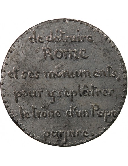 VATICAN / REPUBLIQUE FRANCAISE - MEDAILLE ETAIN - CRITIQUE DE L'EXPEDITION DE ROME - 1849