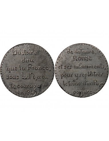 VATICAN / REPUBLIQUE FRANCAISE - MEDAILLE ETAIN - CRITIQUE DE L'EXPEDITION DE ROME - 1849