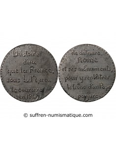 VATICAN / REPUBLIQUE FRANCAISE - MEDAILLE ETAIN - CRITIQUE DE L'EXPEDITION DE ROME - 1849
