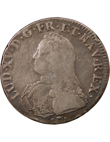 LOUIS XV - ECU ARGENT AUX BRANCHES D'OLIVIER 1738 BB STRASBOURG