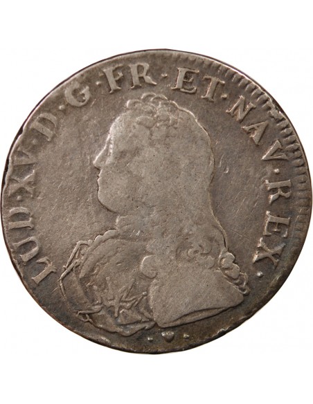 LOUIS XV - ECU ARGENT AUX BRANCHES D'OLIVIER 1738 BB STRASBOURG