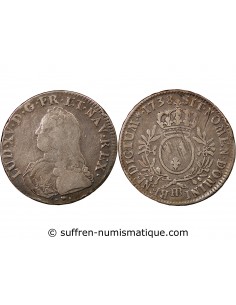 LOUIS XV - ECU ARGENT AUX BRANCHES D'OLIVIER 1738 BB STRASBOURG