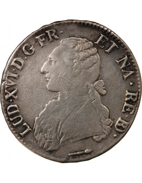 LOUIS XVI - ECU DE BEARN ARGENT AUX BRANCHES D'OLIVIER 1785 PAU