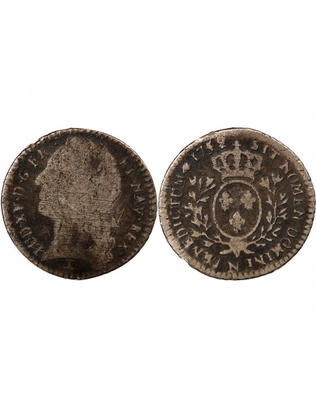 LOUIS XV - 1/10 ECU AU BANDEAU 1752 N MONTPELLIER R3