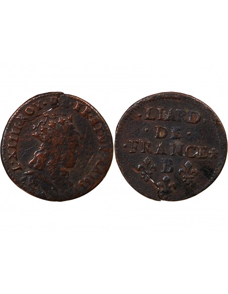 LOUIS XIV﻿ - LIARD AU BUSTE JUVENILE 1657 B ACQUIGNY