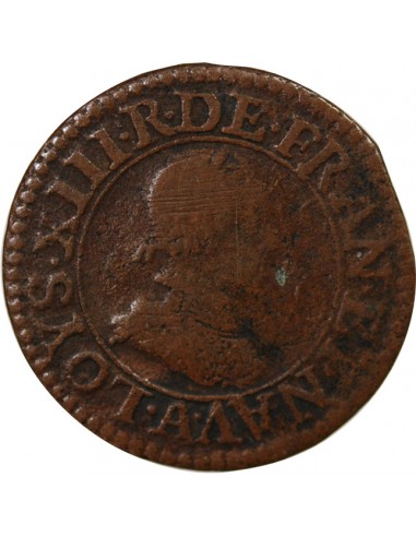 LOUIS XIII - DOUBLE TOURNOIS 1617 A PARIS, MOULIN DU LOUVRE