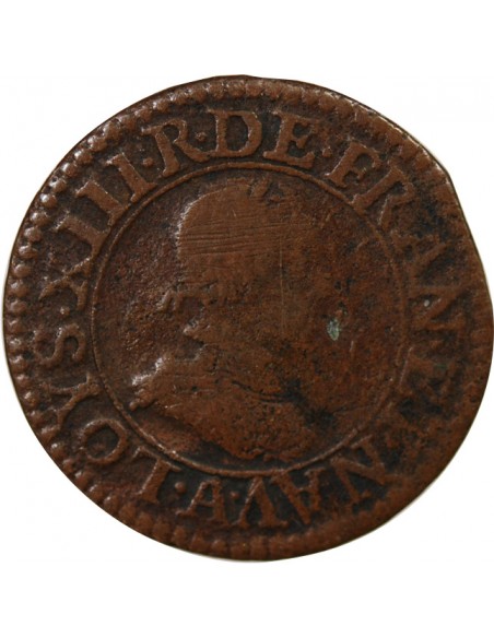 LOUIS XIII - DOUBLE TOURNOIS 1617 A PARIS, MOULIN DU LOUVRE