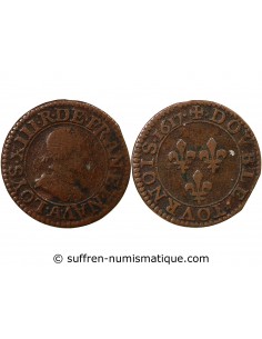 LOUIS XIII - DOUBLE TOURNOIS 1617 A PARIS, MOULIN DU LOUVRE