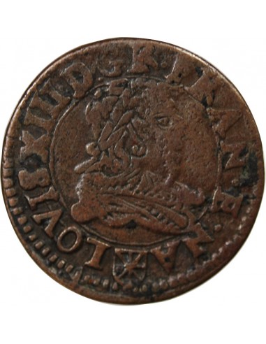 LOUIS XIII, NAVARRE - DOUBLE TOURNOIS 1635 SAINT PALAIS