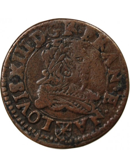 LOUIS XIII, NAVARRE - DOUBLE TOURNOIS 1635 SAINT PALAIS