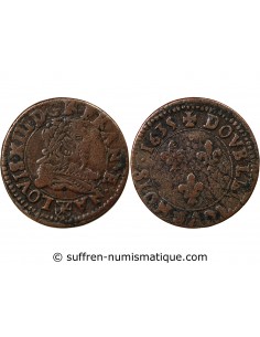 LOUIS XIII, NAVARRE - DOUBLE TOURNOIS 1635 SAINT PALAIS