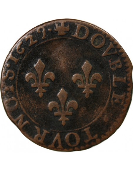 LOUIS XIII - DOUBLE TOURNOIS 1629 A PARIS TYPE 6