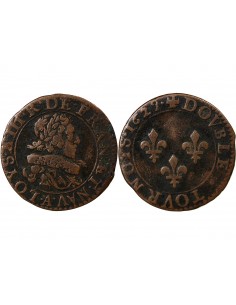 LOUIS XIII - DOUBLE TOURNOIS 1629 A PARIS TYPE 6 2