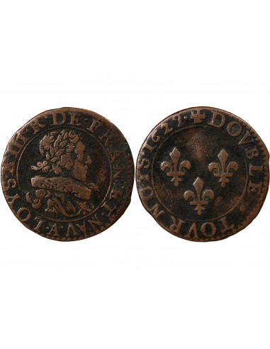 LOUIS XIII - DOUBLE TOURNOIS 1629 A PARIS TYPE 6