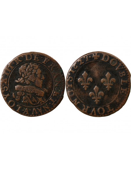 LOUIS XIII - DOUBLE TOURNOIS 1629 A PARIS TYPE 6