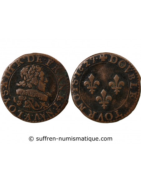 LOUIS XIII - DOUBLE TOURNOIS 1629 A PARIS TYPE 6